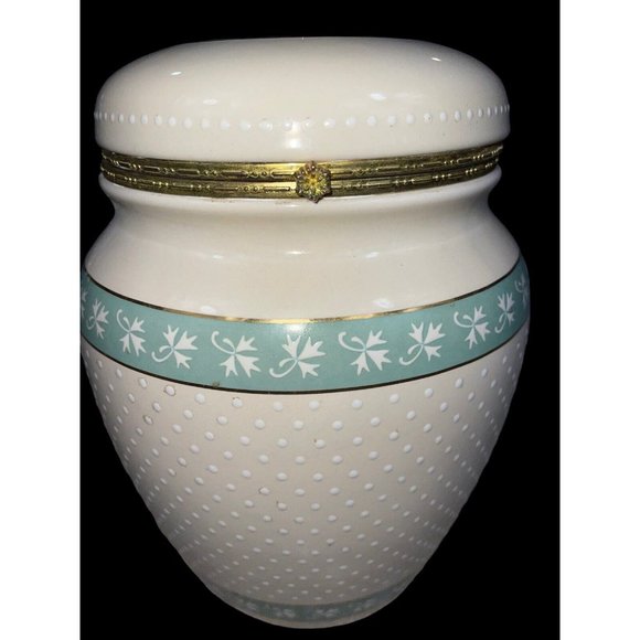 Knott's Berry Farm Ceramic Canister Hinged Lid Cookie Jar Beige Teal Gold Trim - Picture 11 of 11